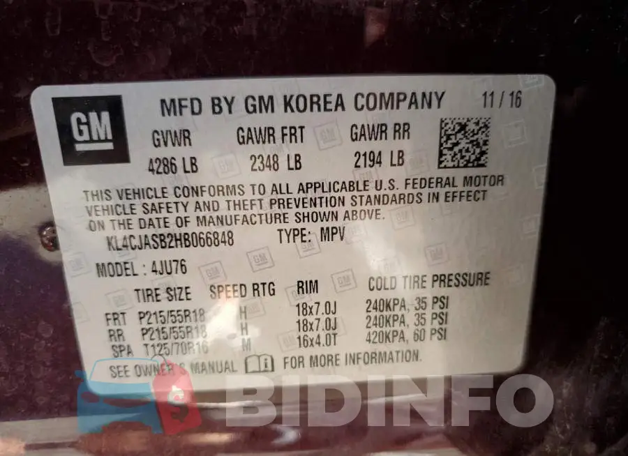 KL4CJASB2HB066848 Photo# 13
