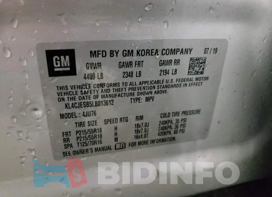KL4CJESB5LB013612 Photo# 12