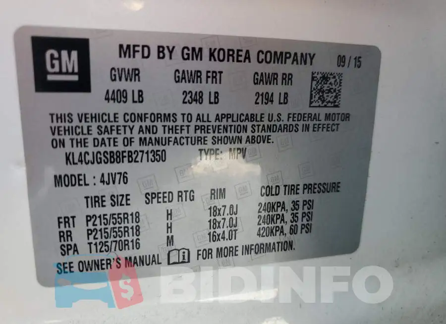 KL4CJGSB8FB271350 Photo# 13