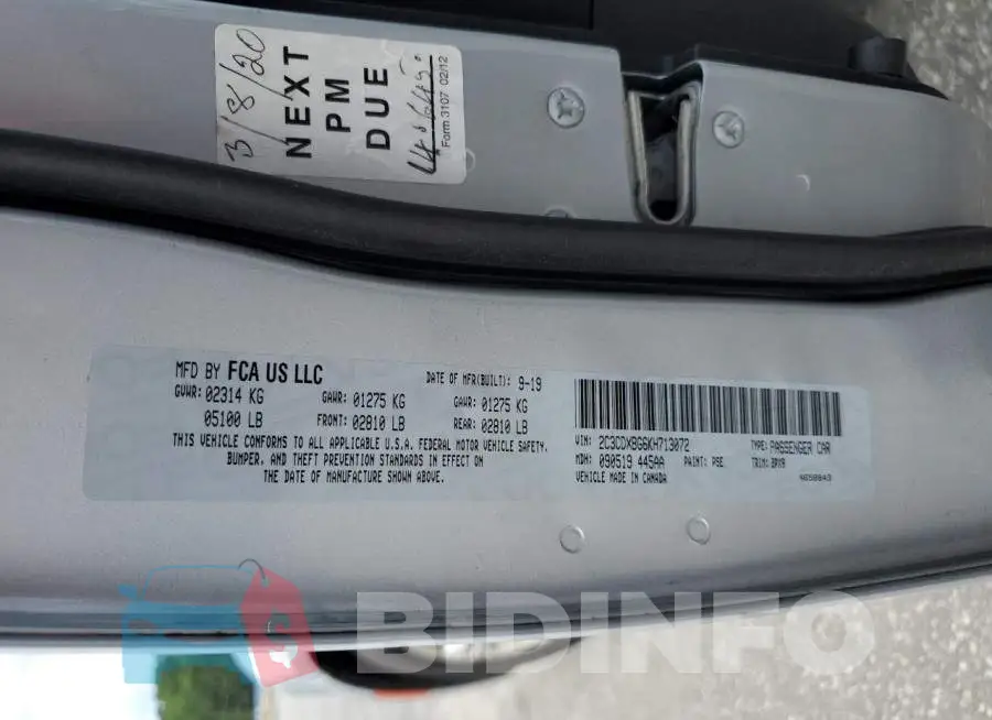 2C3CDXBG6KH713072 Photo# 12