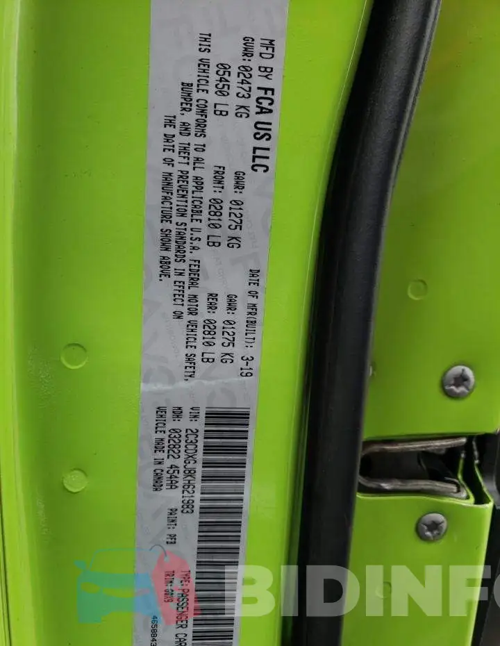 2C3CDXGJ8KH621983 Photo# 12