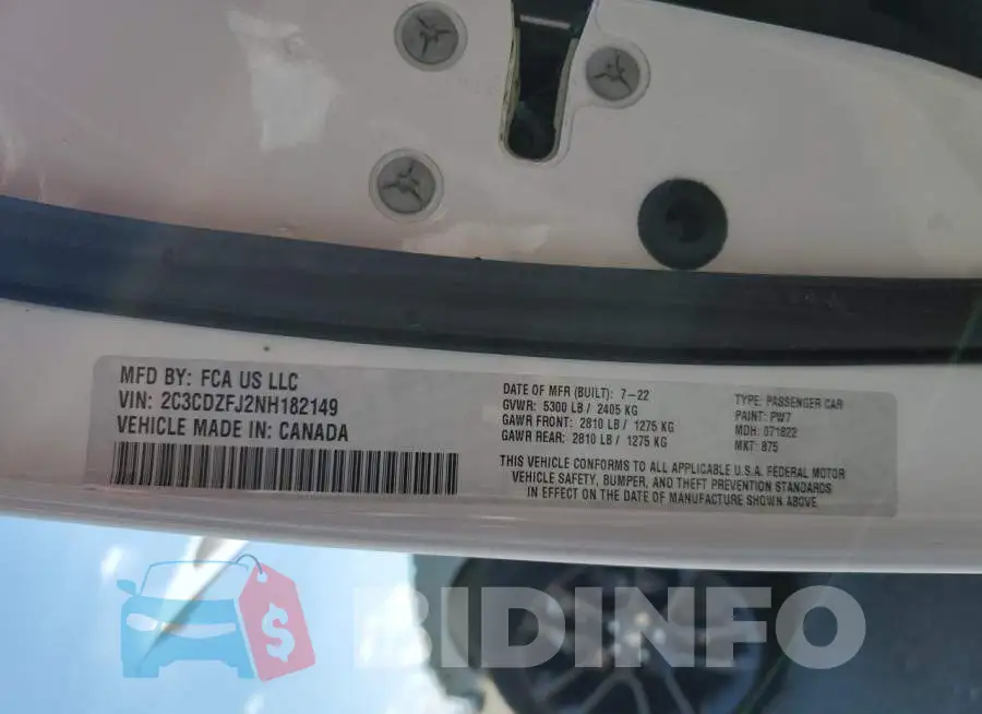 2C3CDZFJ2NH182149 Photo# 13