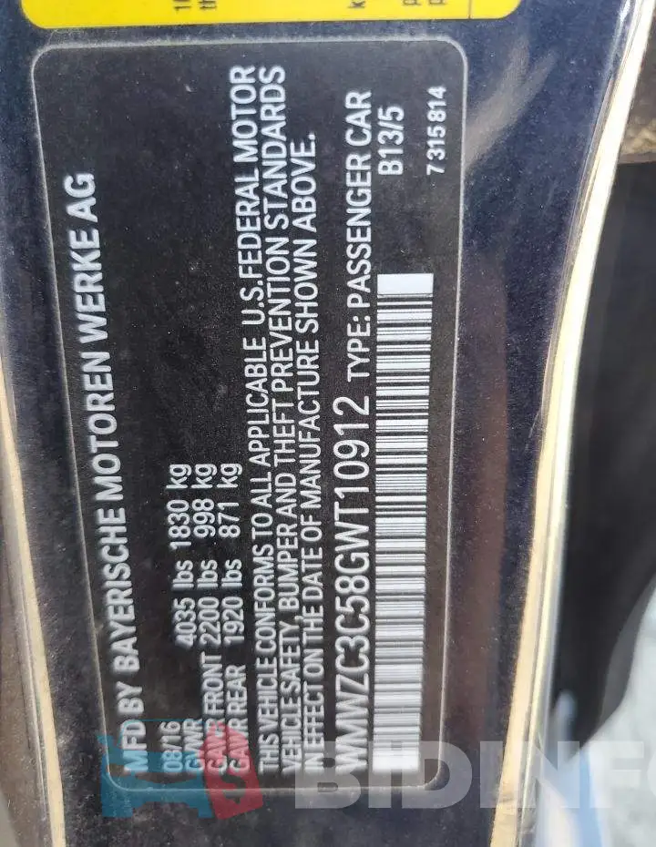 WMWZC3C58GWT10912 Photo# 12