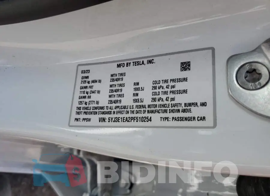5YJ3E1EA2PF510254 Photo# 12