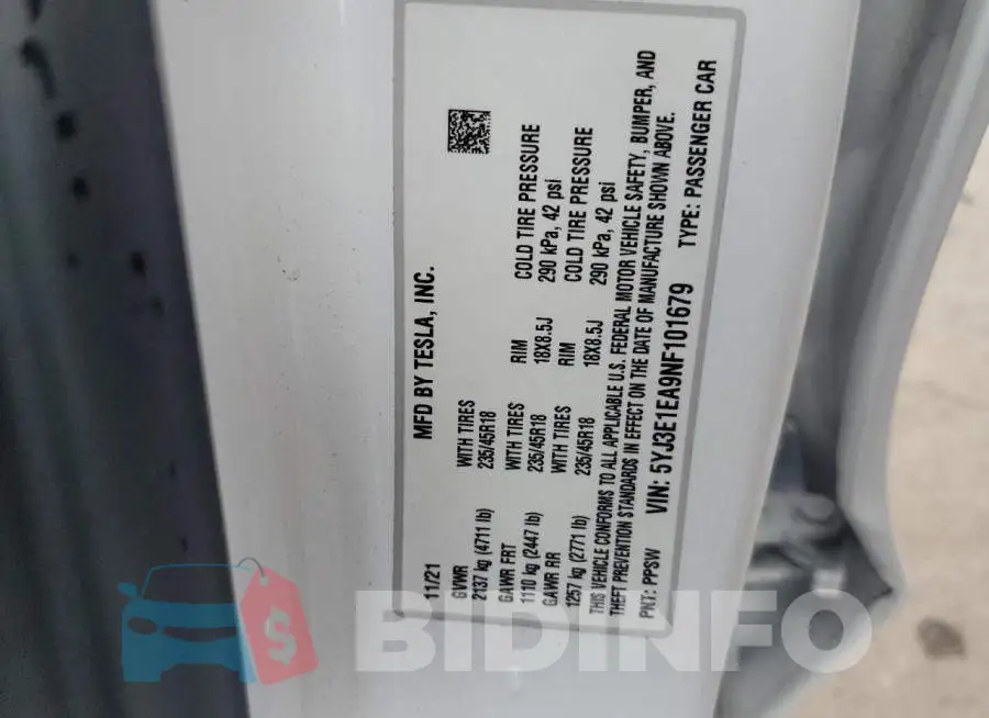 5YJ3E1EA9NF101679 Photo# 12
