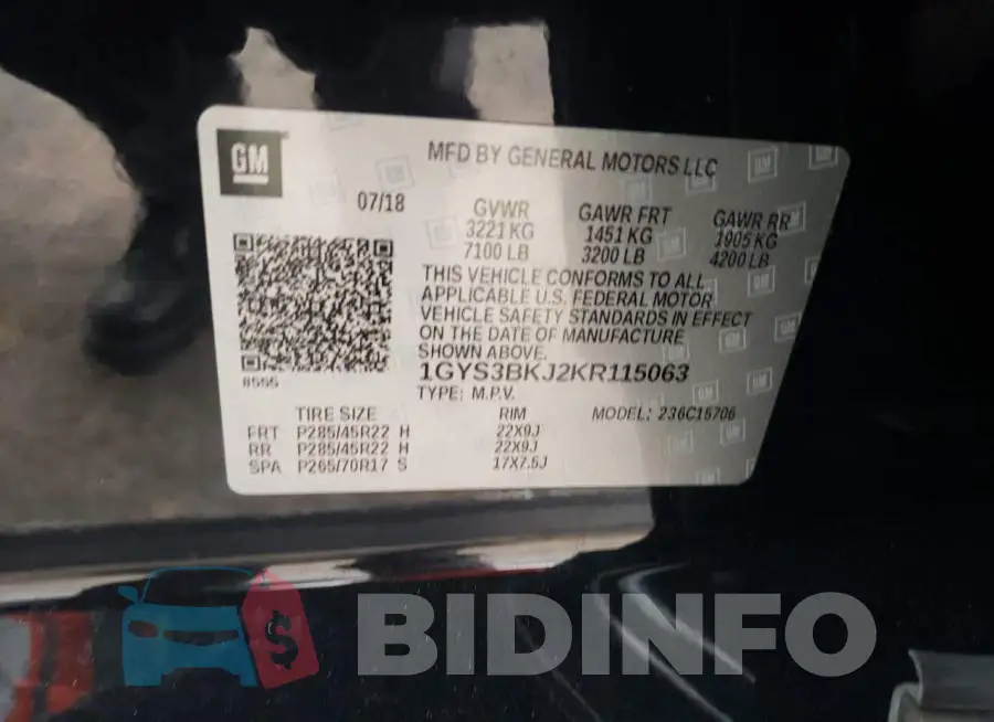 1GYS3BKJ2KR115063 Photo# 13