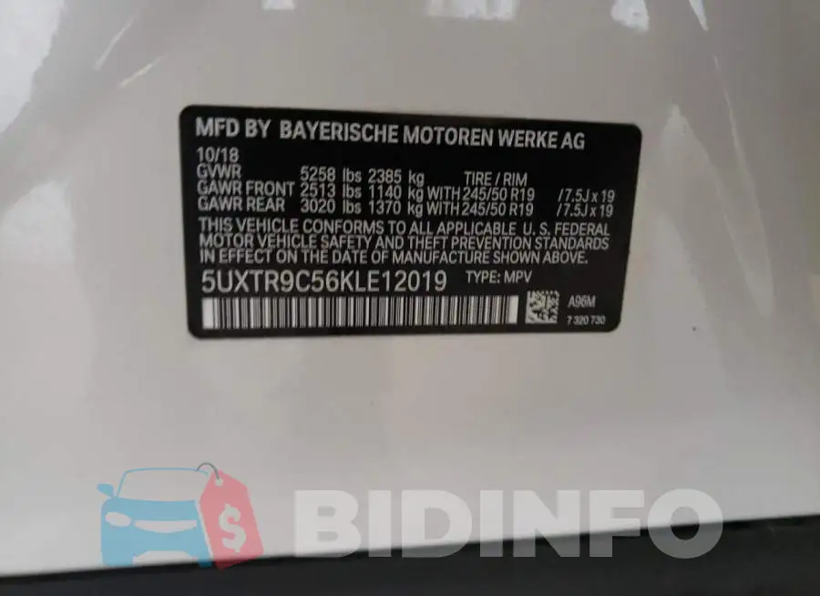 5UXTR9C56KLE12019 Photo# 14