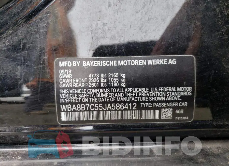 WBA8B7C55JA586412 Photo# 12