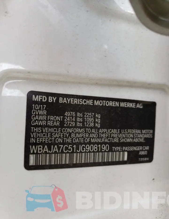 WBAJA7C51JG908190 Photo# 12