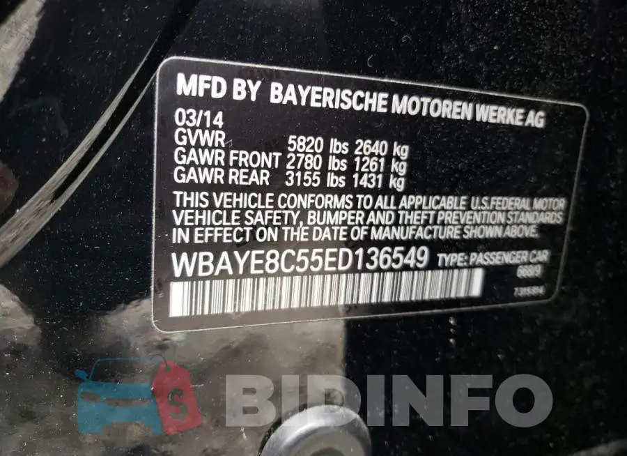 WBAYE8C55ED136549 Photo# 12