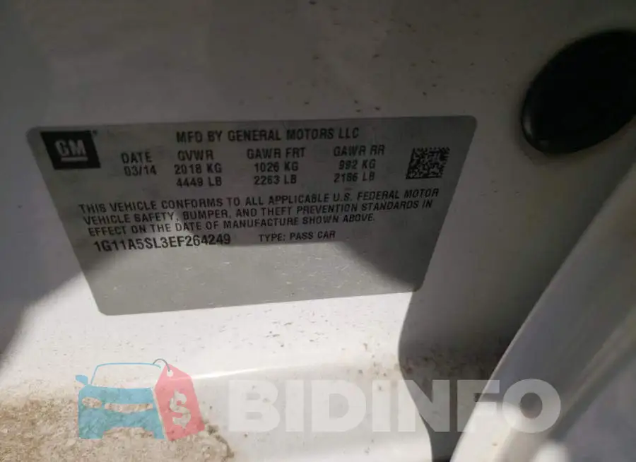 1G11A5SL3EF264249 Photo# 12