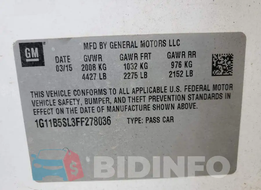 1G11B5SL3FF278036 Photo# 12