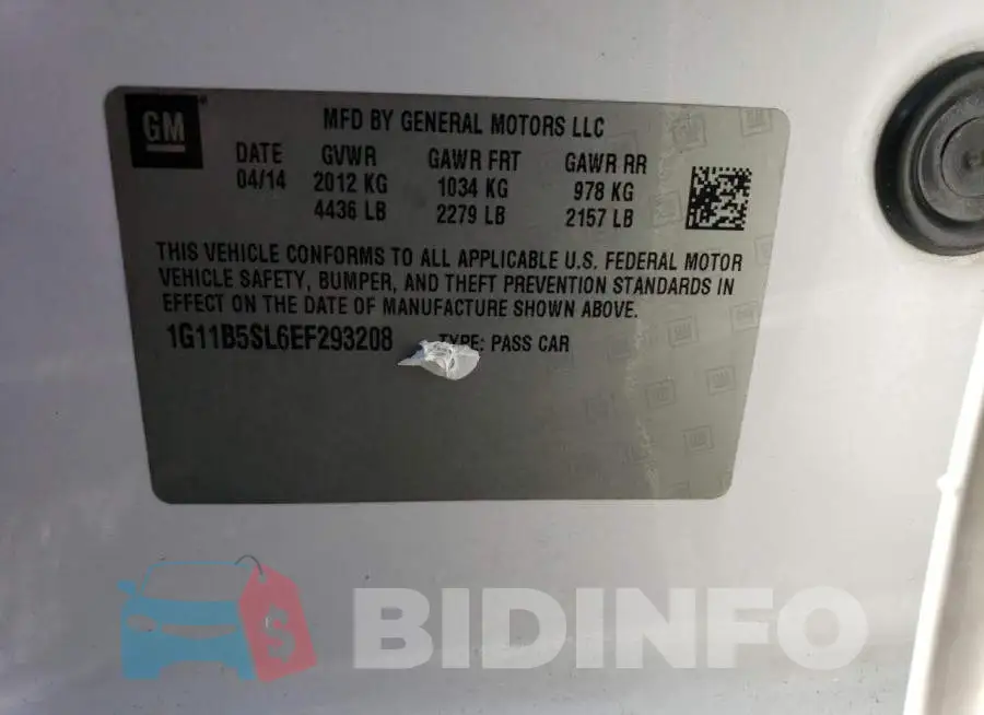 1G11B5SL6EF293208 Photo# 12