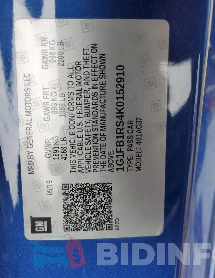 1G1FB1RS4K0152910 Photo# 13
