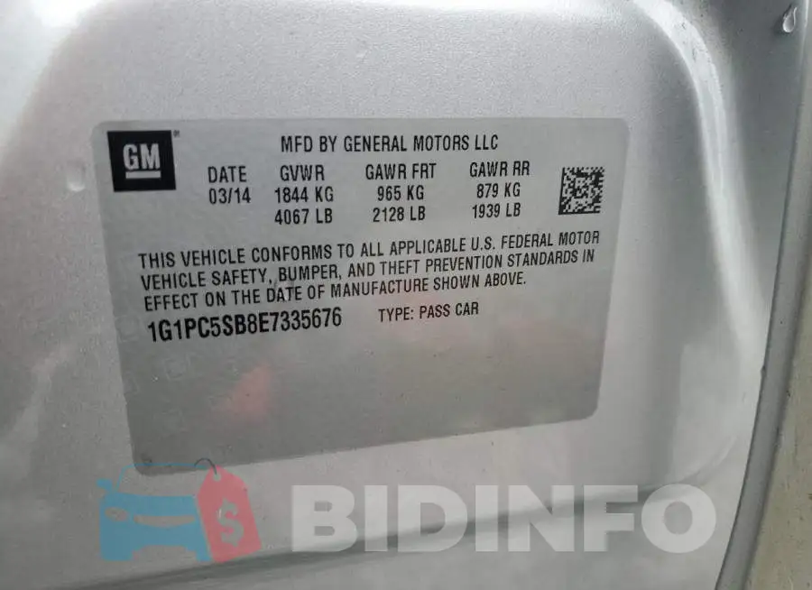 1G1PC5SB8E7335676 Photo# 12