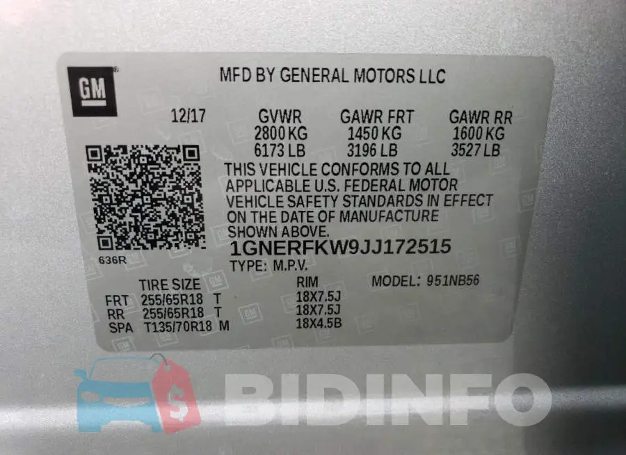 1GNERFKW9JJ172515 Photo# 13