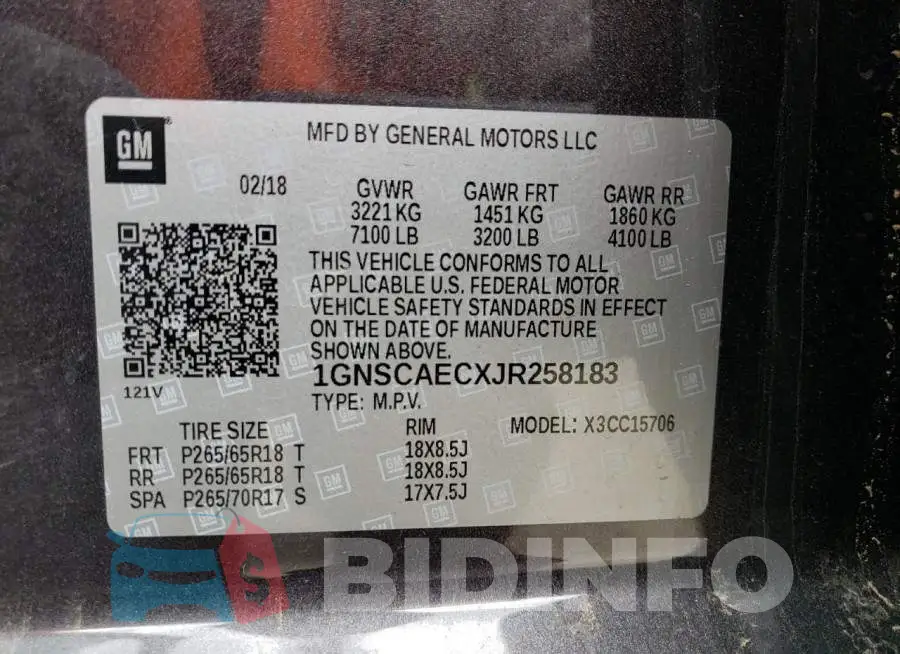 1GNSCAECXJR258183 Photo# 13