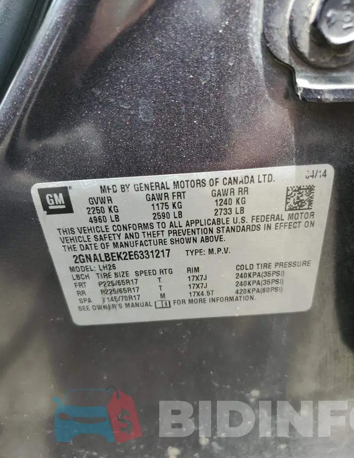 2GNALBEK2E6331217 Photo# 12