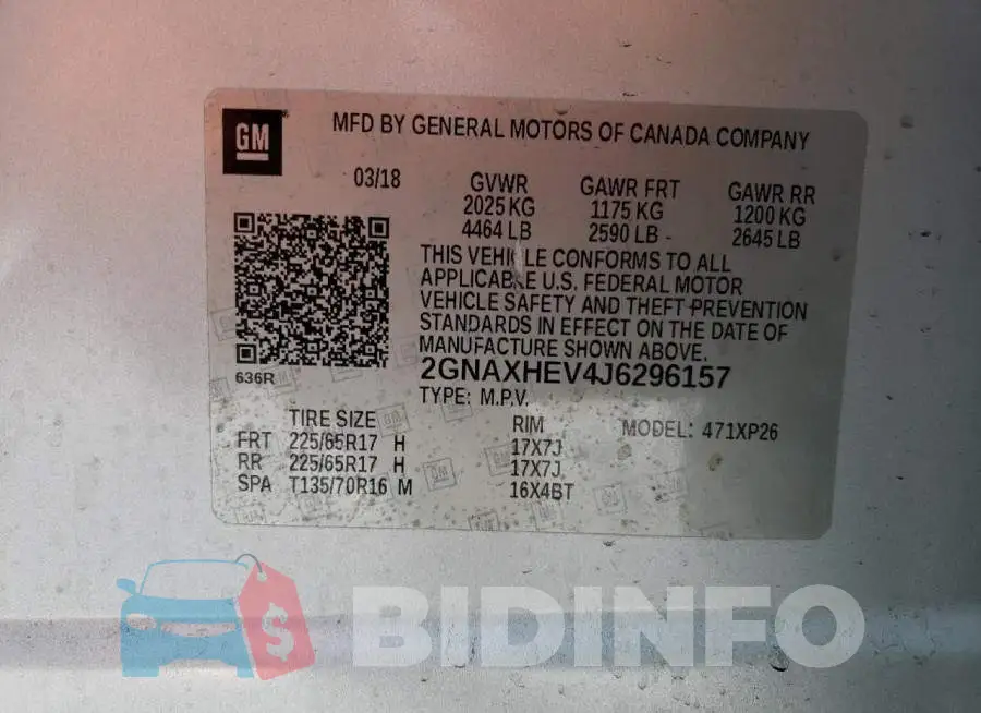 2GNAXHEV4J6296157 Photo# 13