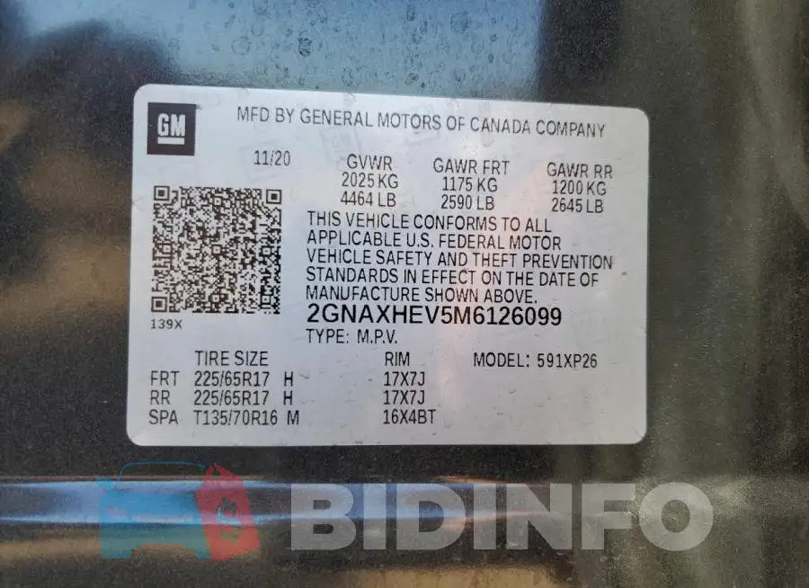 2GNAXHEV5M6126099 Photo# 12