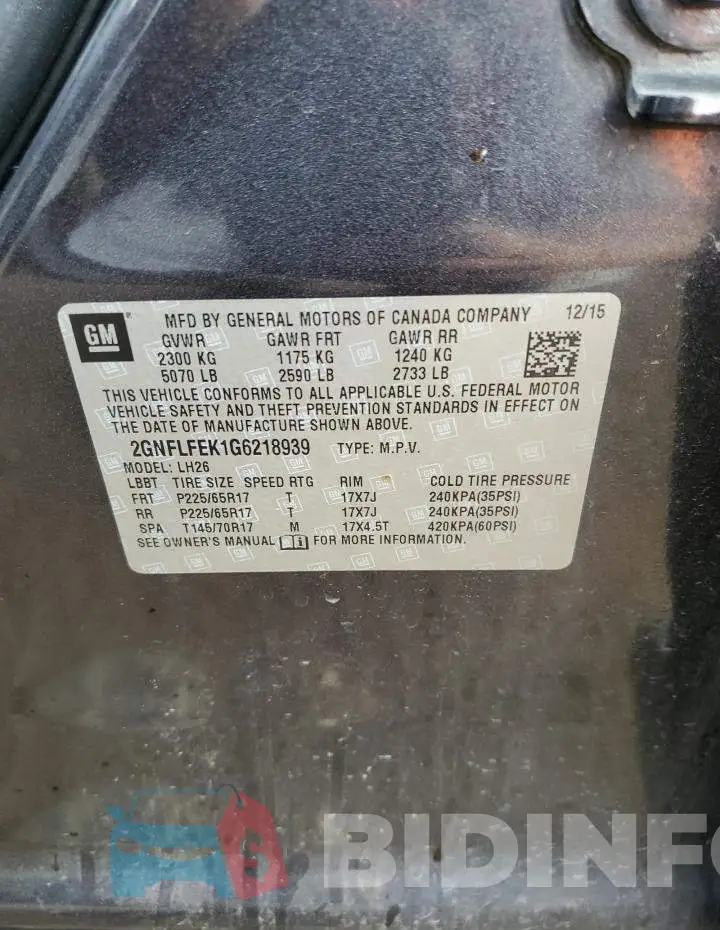 2GNFLFEK1G6218939 Photo# 12