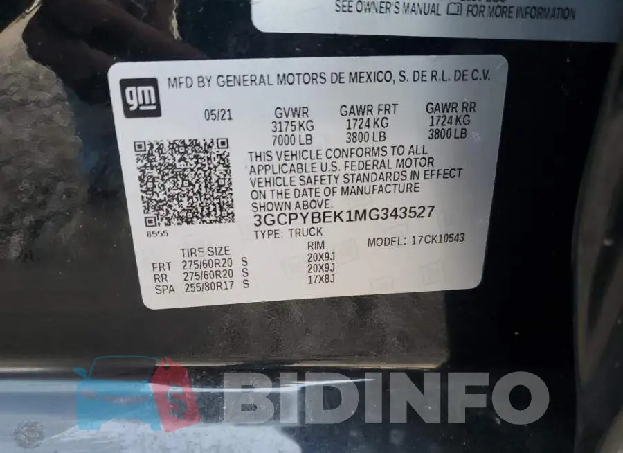 3GCPYBEK1MG343527 Photo# 12