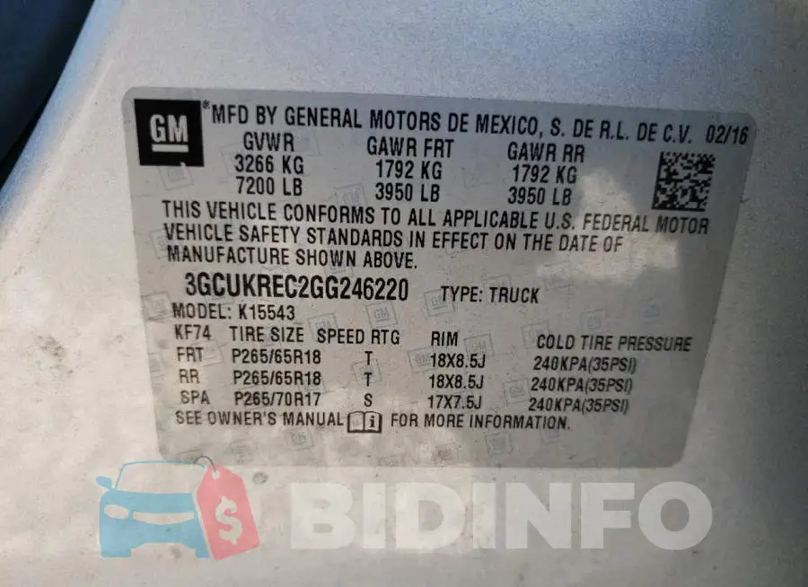 3GCUKREC2GG246220 Photo# 12