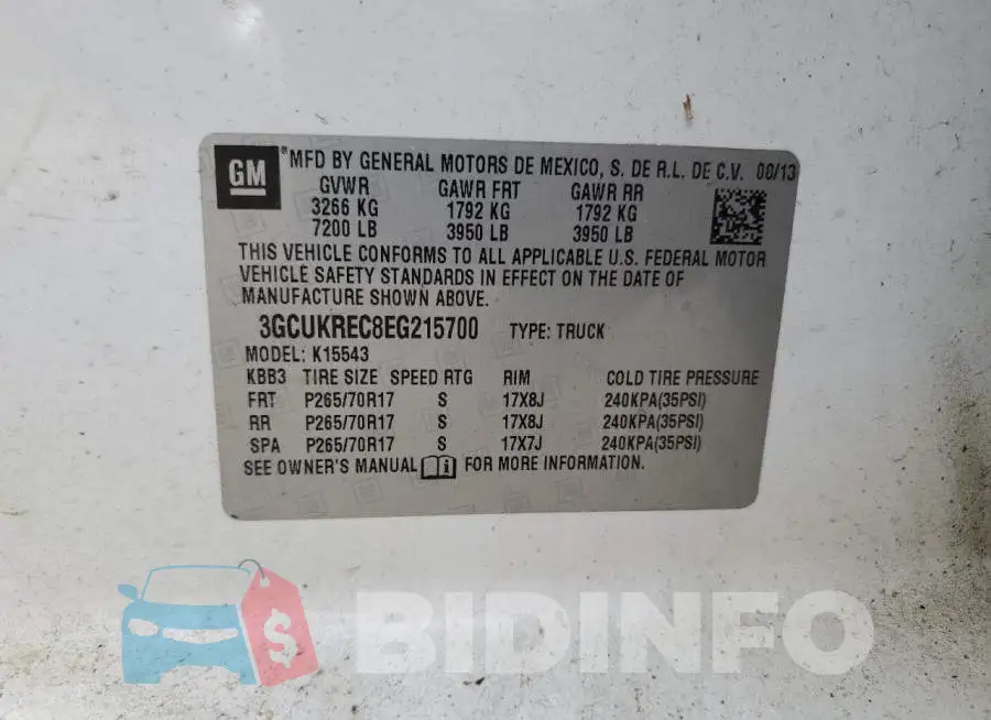 3GCUKREC8EG215700 Photo# 12