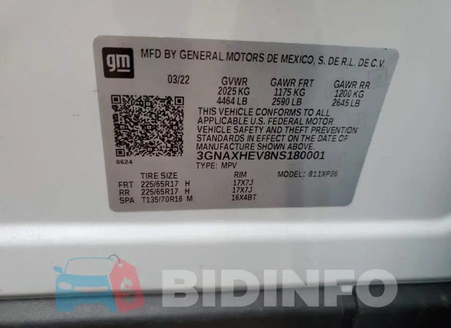 3GNAXHEV8NS180001 Photo# 14