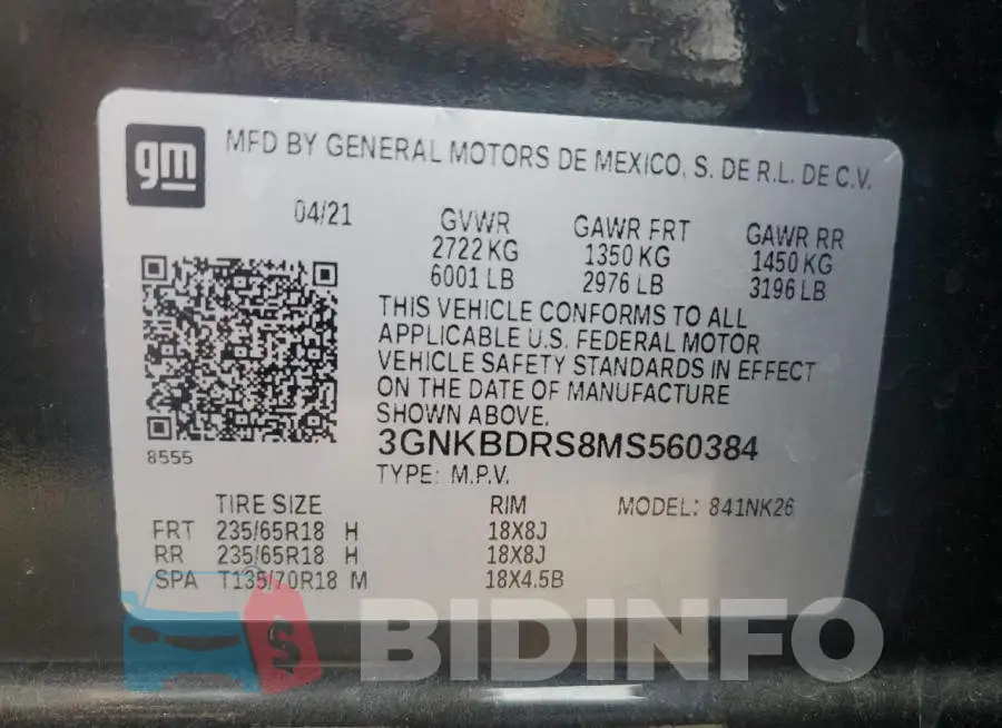 3GNKBDRS8MS560384 Photo# 12