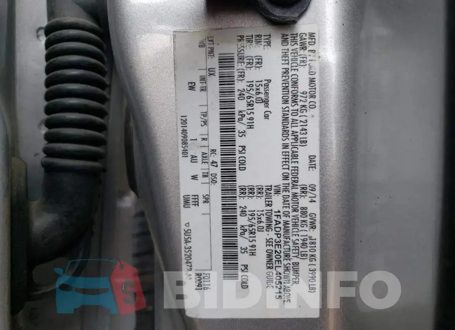 1FADP3E20EL405215 Photo# 13