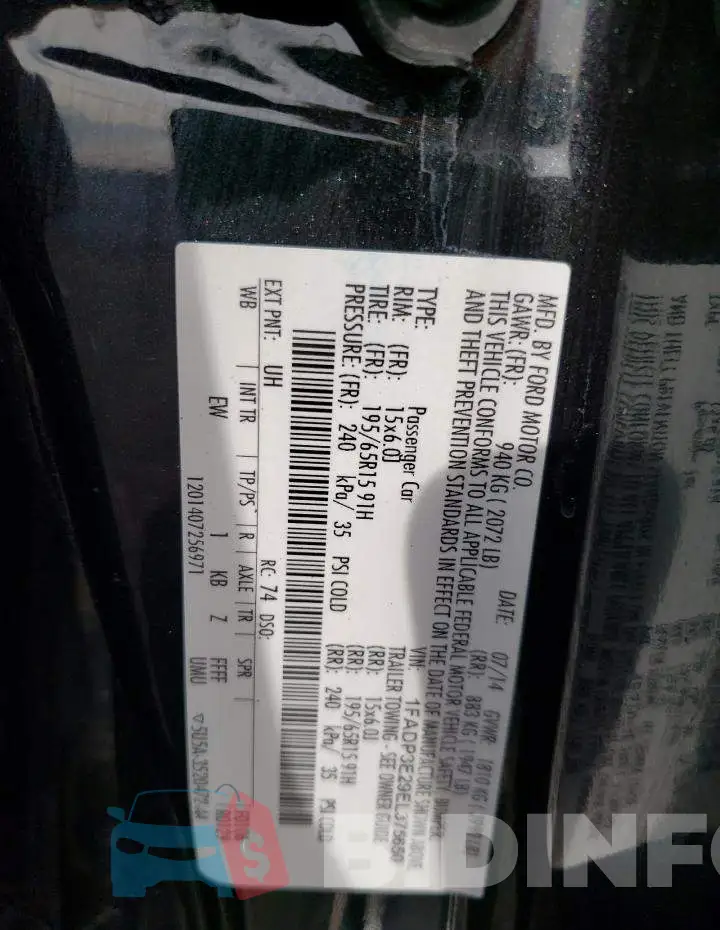 1FADP3E29EL375650 Photo# 12