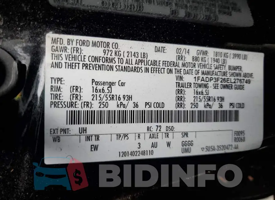 1FADP3F26EL276749 Photo# 12