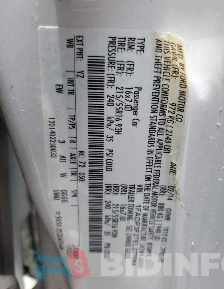 1FADP3F27EL277084 Photo# 12