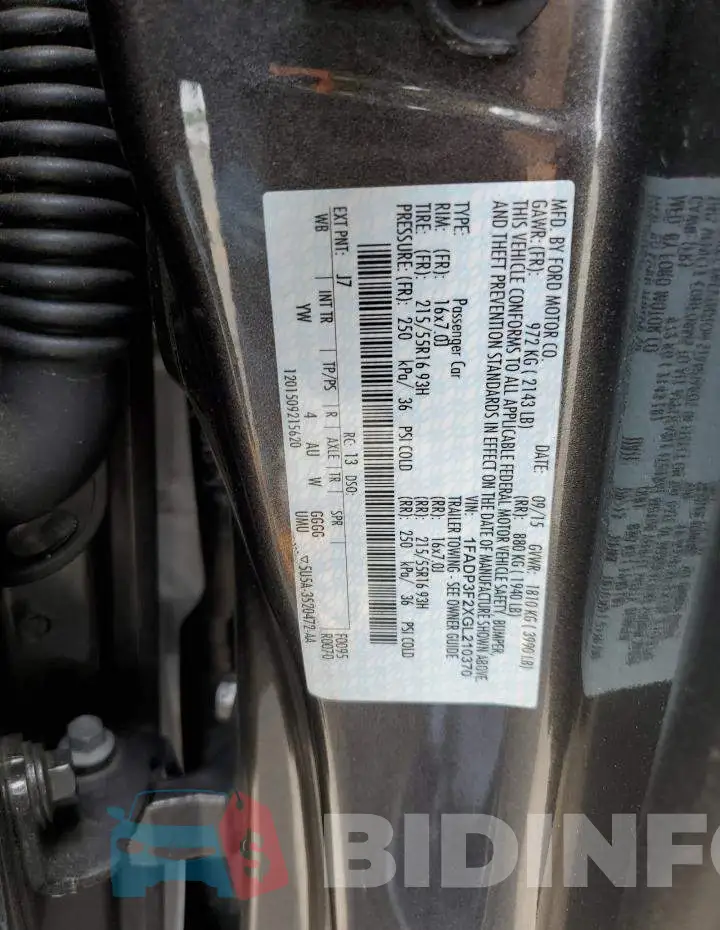 1FADP3F2XGL210370 Photo# 12