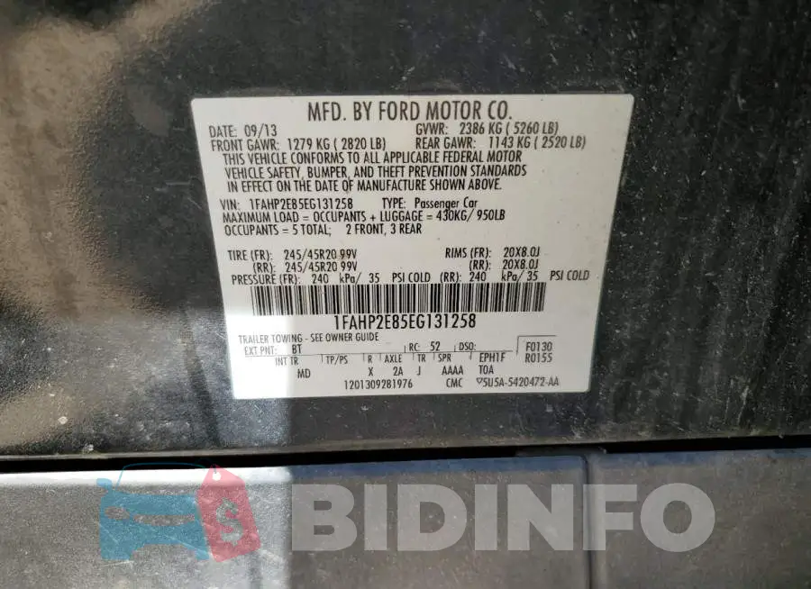 1FAHP2E85EG131258 Photo# 12