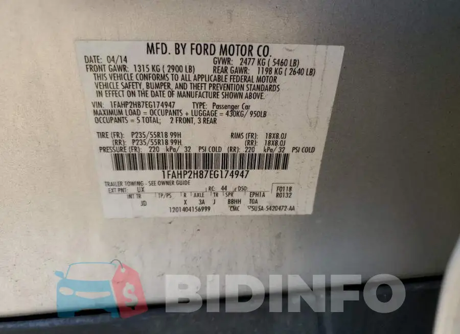 1FAHP2H87EG174947 Photo# 13