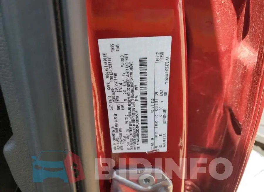 1FMCU0GD4KUB28596 Photo# 12