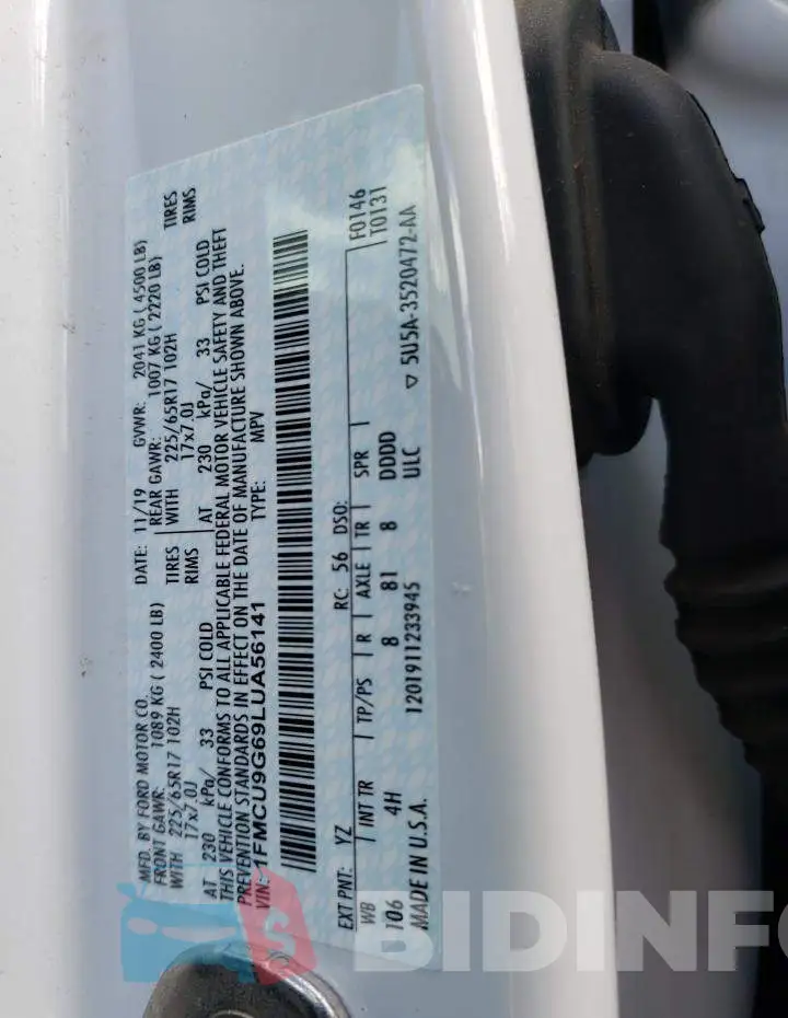 1FMCU9G69LUA56141 Photo# 12