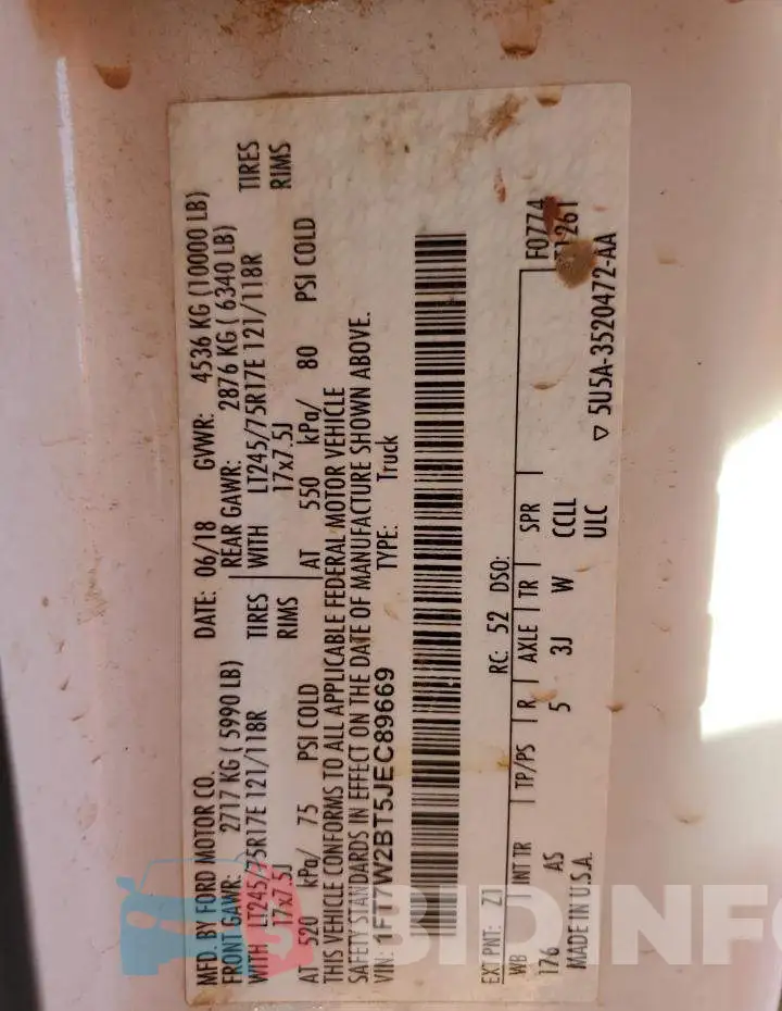 1FT7W2BT5JEC89669 Photo# 12