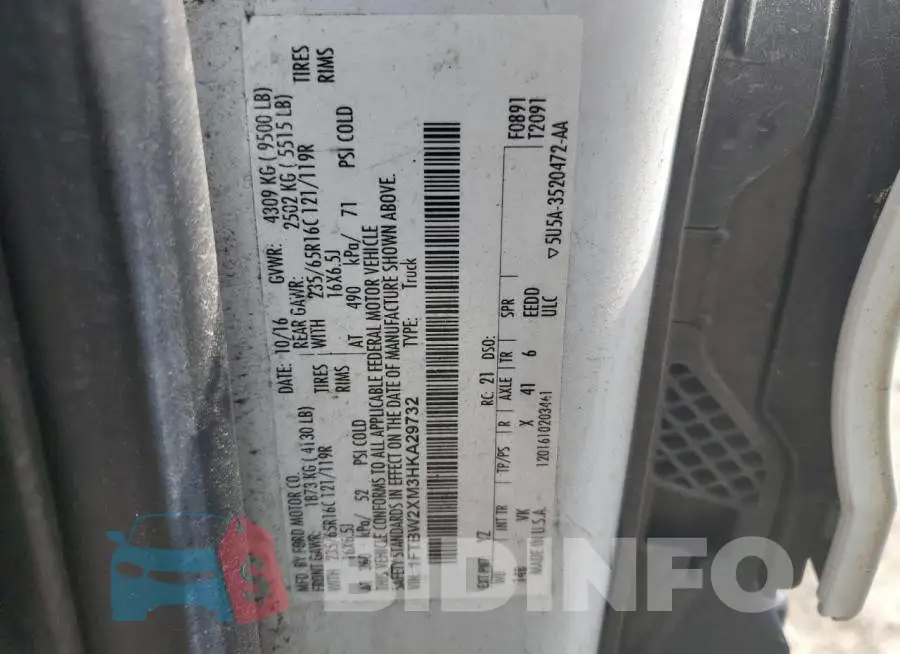 1FTBW2XM3HKA29732 Photo# 13