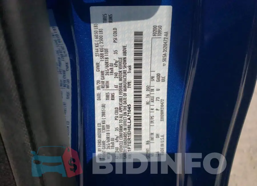 1FTER1EH8LLA71045 Photo# 12