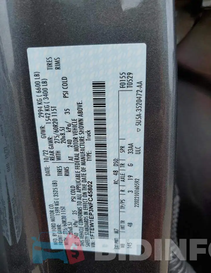1FTEW1EP3NFC45802 Photo# 12
