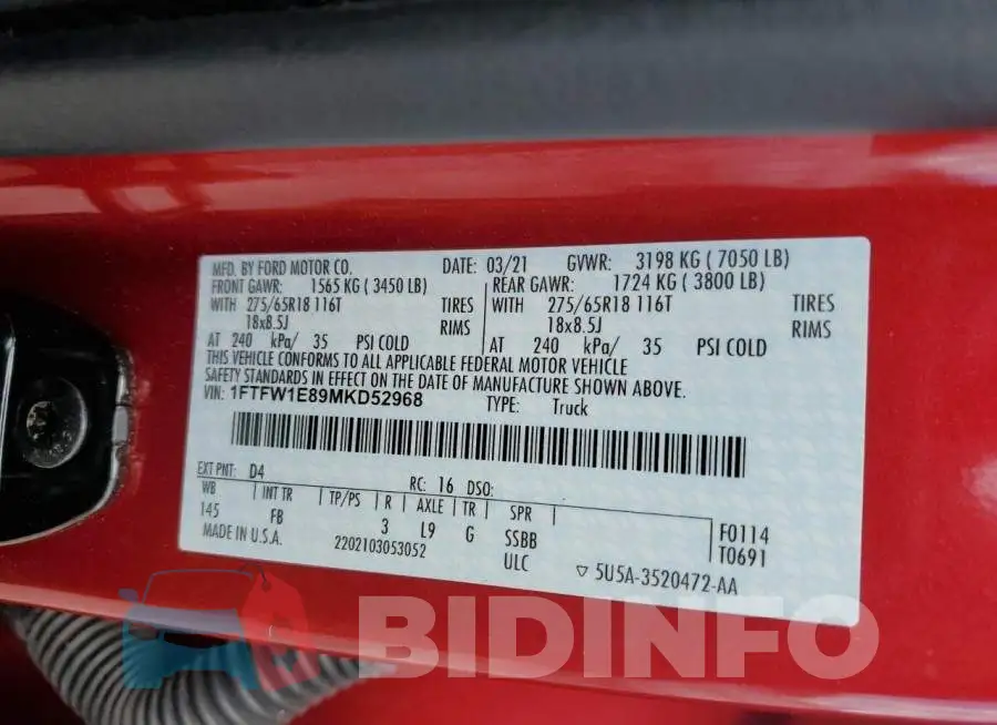 1FTFW1E89MKD52968 Photo# 12