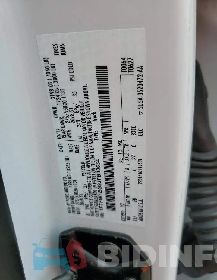 1FTFW1EG9JFB00634 Photo# 13