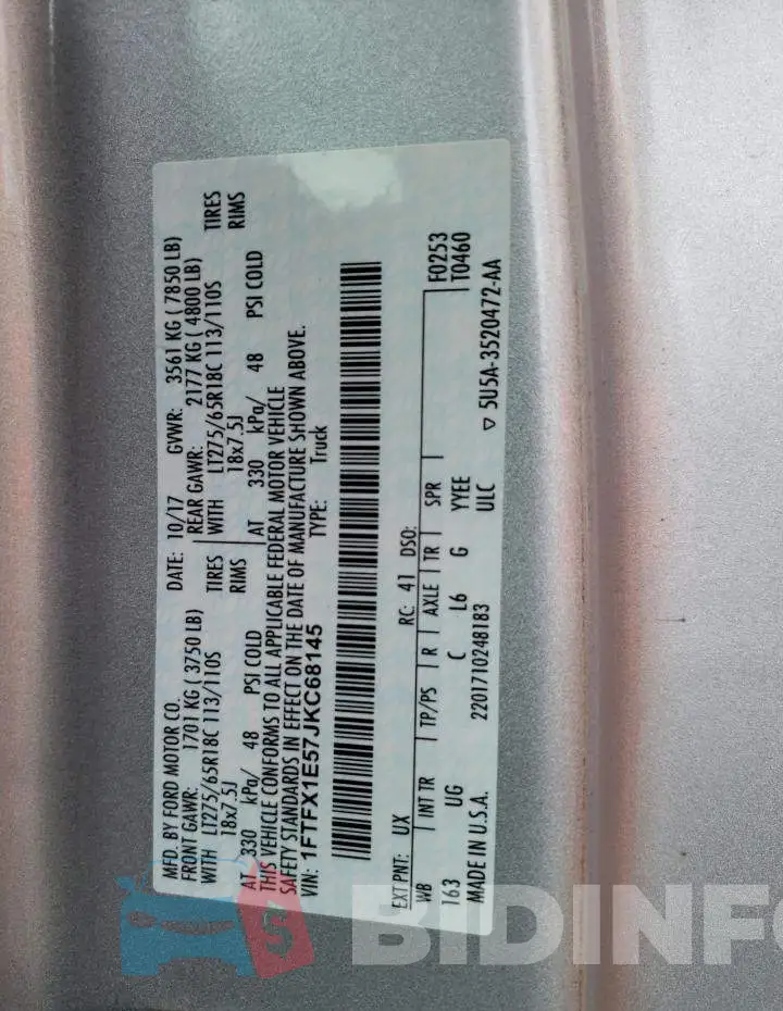 1FTFX1E57JKC68145 Photo# 12