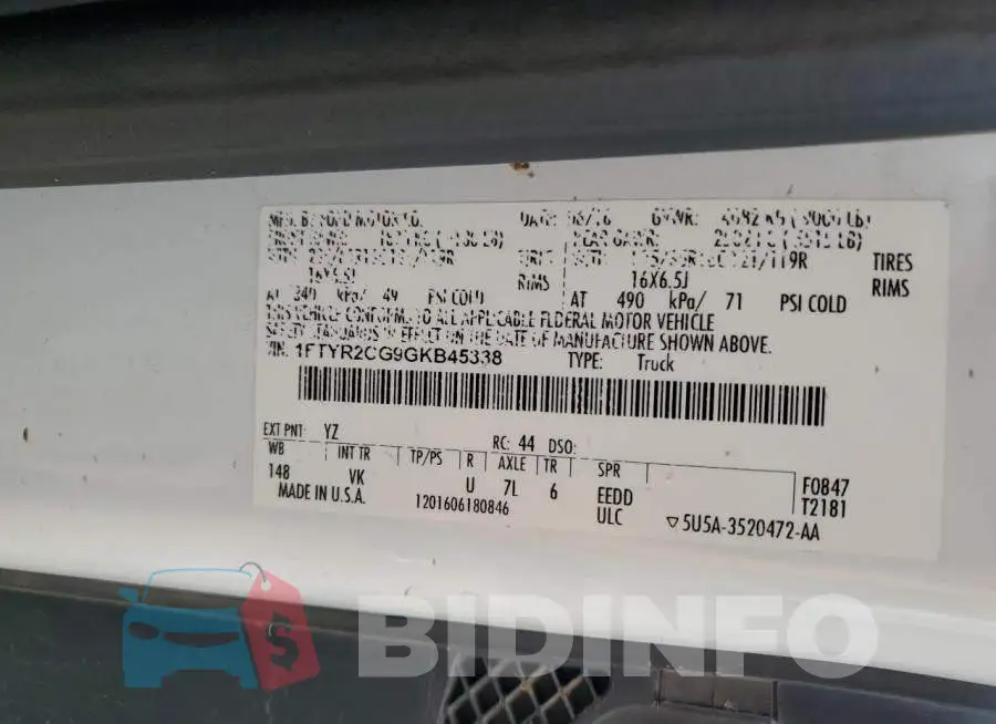 1FTYR2CG9GKB45338 Photo# 13