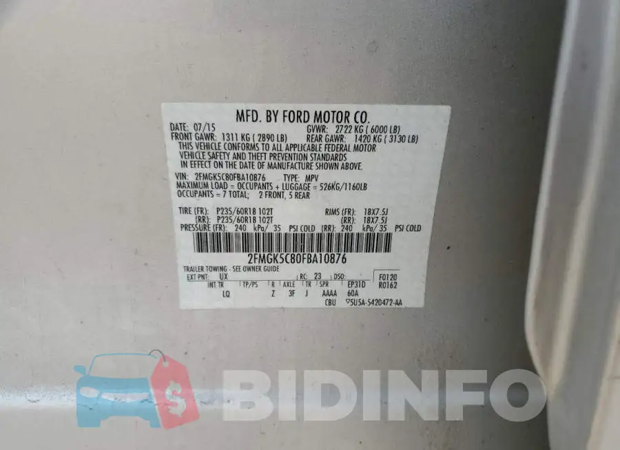 2FMGK5C80FBA10876 Photo# 13