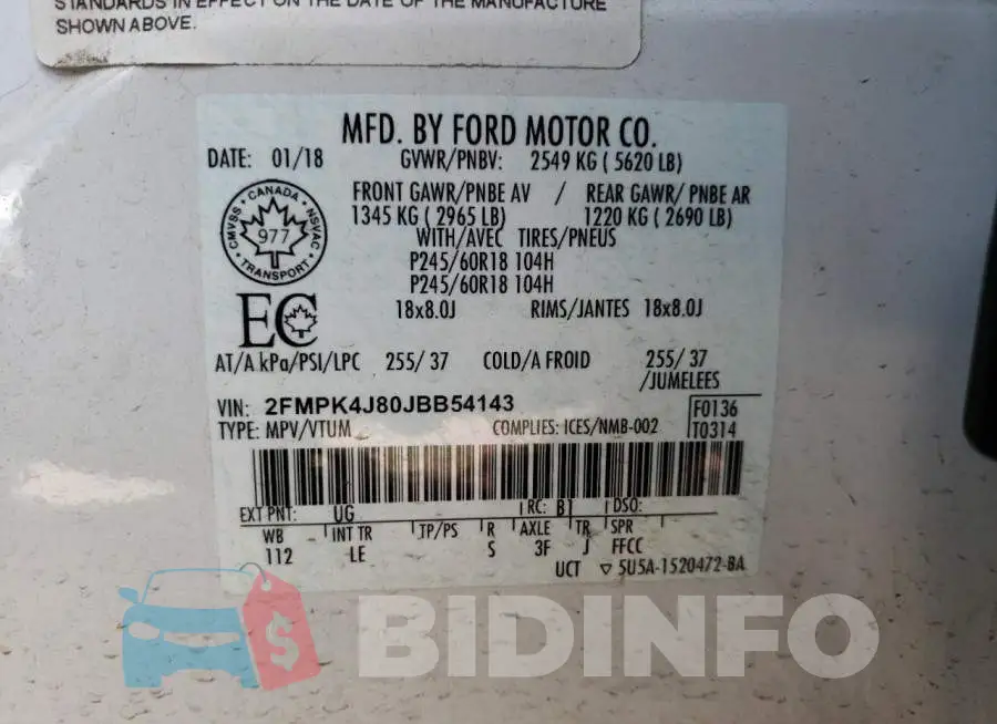 2FMPK4J80JBB54143 Photo# 12
