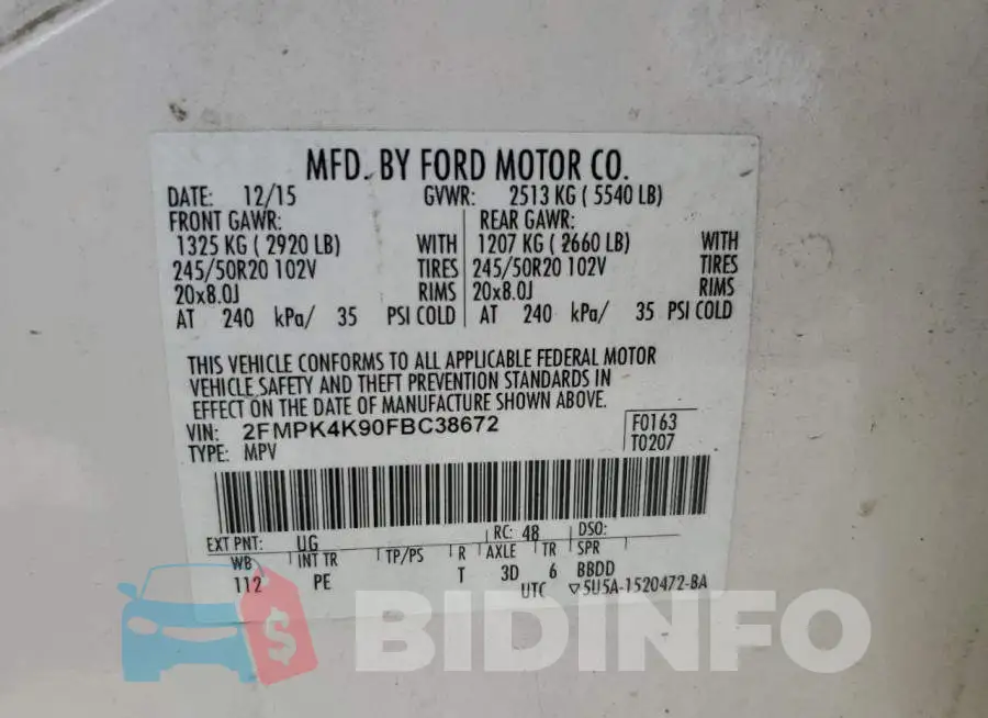 2FMPK4K90FBC38672 Photo# 13